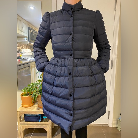 RED Valentino Jackets & Blazers - RED Valentino Dark Blue Puffer Coat Size S with Velvet Bow in the back